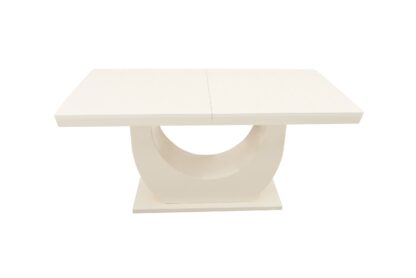 Set masa extensibila Ecuador 160x200 cm, lemn masiv crem, blat din MDF cu 6 scaune tapitate T-26, stofa crem - imagine 10
