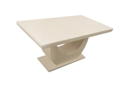 Set masa extensibila Ecuador 160x200 cm, lemn masiv crem, blat din MDF cu 6 scaune tapitate T-26, stofa crem - imagine 9
