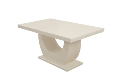 Set masa extensibila Ecuador 160x200 cm, lemn masiv crem, blat din MDF cu 6 scaune tapitate T-26, stofa crem - imagine 8