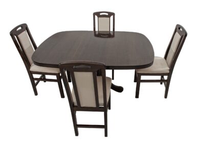 Set masa extensibila Lion 100x135 cm, lemn masiv wenge, blat din MDF cu 4 scaune tapitate ZIM Standard wenge, stofa W10 - imagine 4