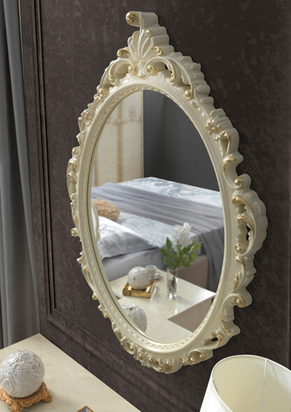 Dormitor Adele, crem, Dulap cu 6 usi , Pat 160x200 cm, 2 Noptiere, Comoda - imagine 7