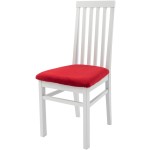 Set masa extensibila Vin Lux 120x160 cm, lemn masiv alb, blat din MDF cu 4 scaune tapitate ZIM Snezana Petra, stofa galben/rosu - imagine 17