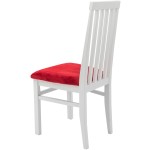 Set masa extensibila Vin Lux 120x160 cm, lemn masiv alb, blat din MDF cu 4 scaune tapitate ZIM Snezana Petra, stofa galben/rosu - imagine 16