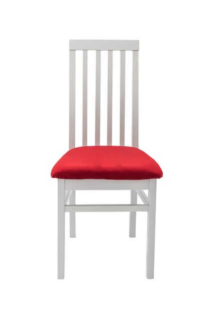 Set masa extensibila Vin Lux 120x160 cm, lemn masiv alb, blat din MDF cu 4 scaune tapitate ZIM Snezana Petra, stofa galben/rosu - imagine 20
