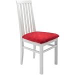 Set masa extensibila Vin Lux 120x160 cm, lemn masiv alb, blat din MDF cu 4 scaune tapitate ZIM Snezana Petra, stofa galben/rosu - imagine 15