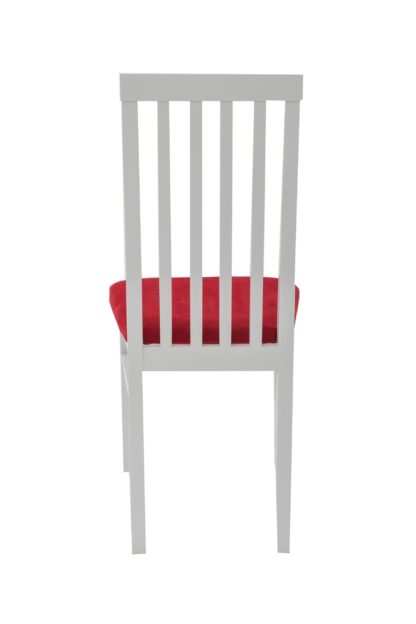 Set masa extensibila Vin Lux 120x160 cm, lemn masiv alb, blat din MDF cu 4 scaune tapitate ZIM Snezana Petra, stofa galben/rosu - imagine 14