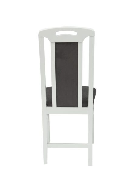 Scaun din lemn masiv de fag tapitat cu stofa Zim Standard Petra Grey, alb, tapiterie gri - imagine 2