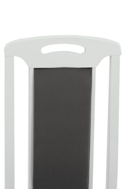 Scaun din lemn masiv de fag tapitat cu stofa Zim Standard Petra Grey, alb, tapiterie gri - imagine 6