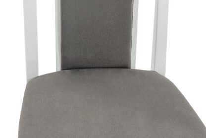 Scaun din lemn masiv de fag tapitat cu stofa Zim Standard Petra Grey, alb, tapiterie gri - imagine 7