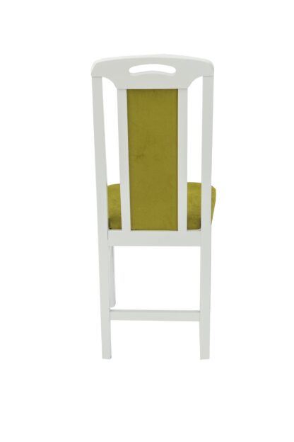 Scaun din lemn masiv de fag tapitat cu stofa Zim Standard Petra, alb, tapiterie verde - imagine 3