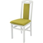 Scaun din lemn masiv de fag tapitat cu stofa Zim Standard Petra, alb, tapiterie verde - imagine 5