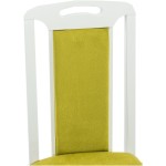 Scaun din lemn masiv de fag tapitat cu stofa Zim Standard Petra, alb, tapiterie verde - imagine 6