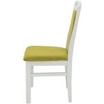 Scaun din lemn masiv de fag tapitat cu stofa Zim Standard Petra, alb, tapiterie verde - imagine 8