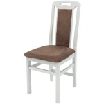 Set masa extensibila Vin Lux 120x160 cm, lemn masiv alb, blat din MDF cu 4 scaune tapitate ZIM Standard Petra, stofa verde/maro - imagine 17
