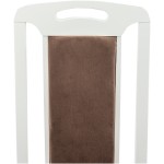 Set masa extensibila Vin Lux 120x160 cm, lemn masiv alb, blat din MDF cu 4 scaune tapitate ZIM Standard Petra, stofa verde/maro - imagine 16