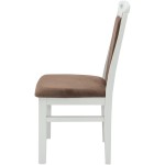 Set masa extensibila Vin Lux 120x160 cm, lemn masiv alb, blat din MDF cu 4 scaune tapitate ZIM Standard Petra, stofa verde/maro - imagine 18
