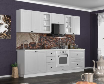 Bucatarie Nika 260 cm, front gri din MDF