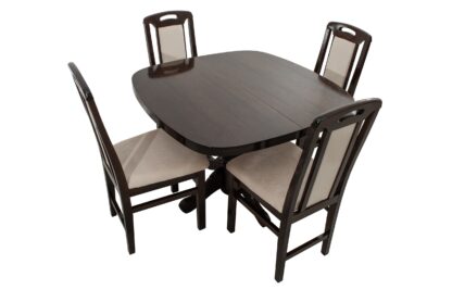 Set masa extensibila Lion 100x135 cm, lemn masiv wenge, blat din MDF cu 4 scaune tapitate ZIM Standard wenge, stofa W10 - imagine 2