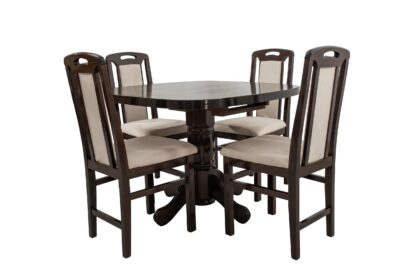 Set masa extensibila Lion 100x135 cm, lemn masiv wenge, blat din MDF cu 4 scaune tapitate ZIM Standard wenge, stofa W10 - imagine 3