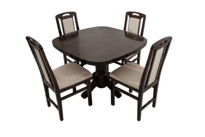 Set masa extensibila Lion 100x135 cm, lemn masiv wenge, blat din MDF cu 4 scaune tapitate ZIM Standard wenge, stofa W10 - imagine 6