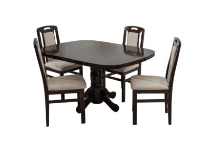 Set masa extensibila Lion 100x135 cm, lemn masiv wenge, blat din MDF cu 4 scaune tapitate ZIM Standard wenge, stofa W10 - imagine 5