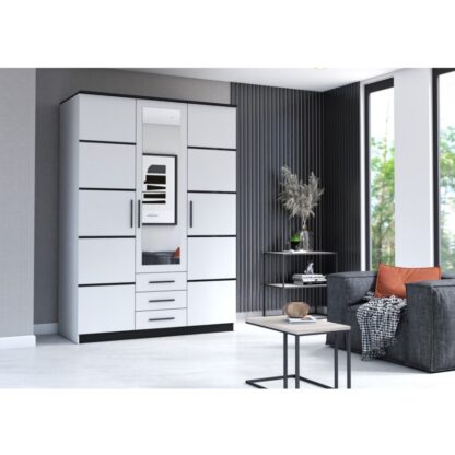 Dressing Stefan 3D , alb/negru, 150 x 210 x 64 cm