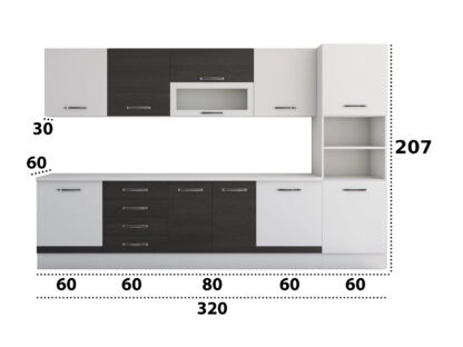Bucatarie Alfa 320, wenge/alb, blat termic alb, corp pentru cuptor incorporabil - imagine 8