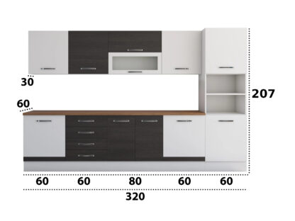 Bucatarie Alfa 320, wenge/alb, blat termic nuc, corp pentru cuptor incorporabil - imagine 8