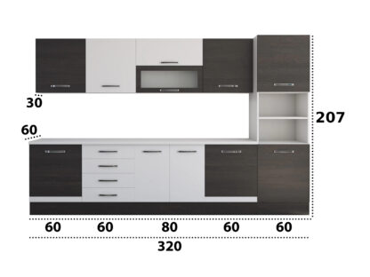 Bucatarie Alfa 320, alb/wenge, blat termic alb, corp pentru cuptor incorporabil - imagine 8