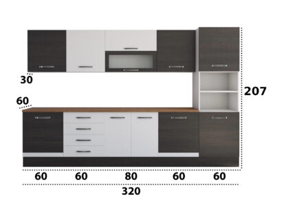 Bucatarie Alfa 320, alb/wenge, blat termic nuc, corp pentru cuptor incorporabil - imagine 8