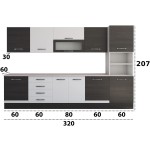 Bucatarie Alfa 320, alb/wenge, blat termic travertin, corp pentru cuptor incorporabil - imagine 9