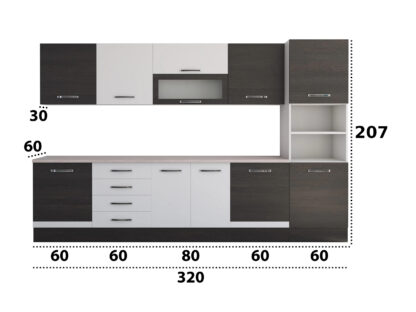 Bucatarie Alfa 320, alb/wenge, blat termic travertin, corp pentru cuptor incorporabil - imagine 9