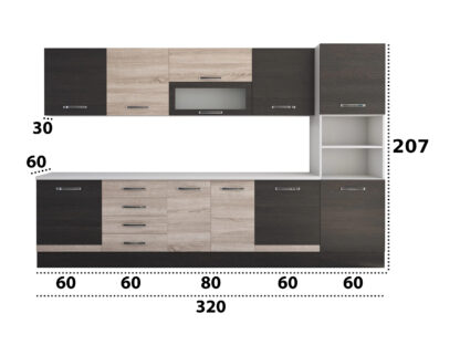 Bucatarie Alfa 320, sonoma/wenge, blat termic alb, corp pentru cuptor incorporabil - imagine 8