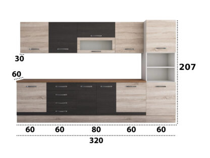 Bucatarie Alfa 320, wenge/sonoma, blat termic nuc, corp pentru cuptor incorporabil - imagine 8