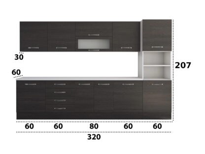 Bucatarie Alfa 320, wenge, blat termic alb, corp pentru cuptor incorporabil - imagine 8