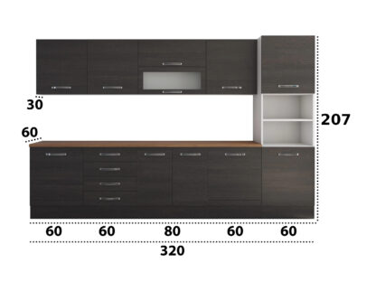 Bucatarie Alfa 320, wenge, blat termic nuc, corp pentru cuptor incorporabil - imagine 8
