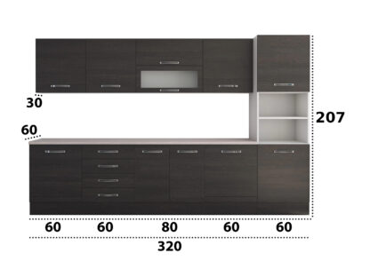 Bucatarie Alfa 320, wenge, blat termic travertin, corp pentru cuptor incorporabil - imagine 8
