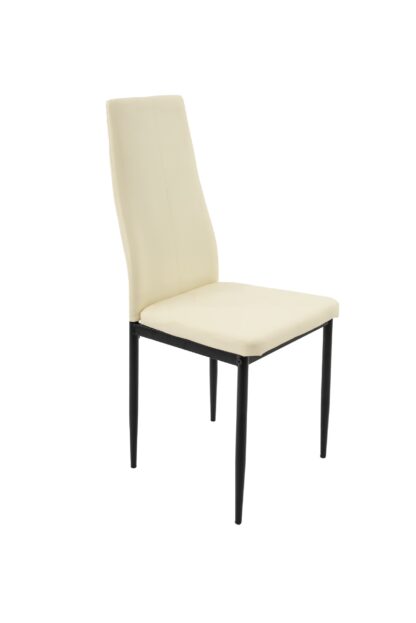 Scaun living tapitat cu piele ecologica, S-176, crem