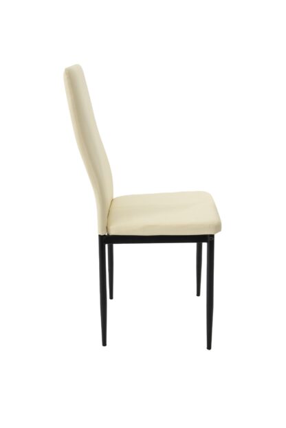 Scaun living tapitat cu piele ecologica, S-176, crem - imagine 2