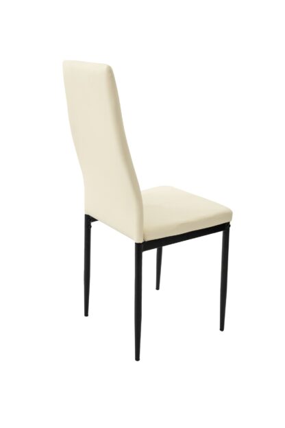 Scaun living tapitat cu piele ecologica, S-176, crem - imagine 3