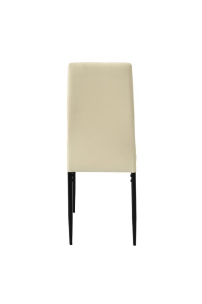 Scaun living tapitat cu piele ecologica, S-176, crem - imagine 4