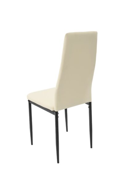 Scaun living tapitat cu piele ecologica, S-176, crem - imagine 5