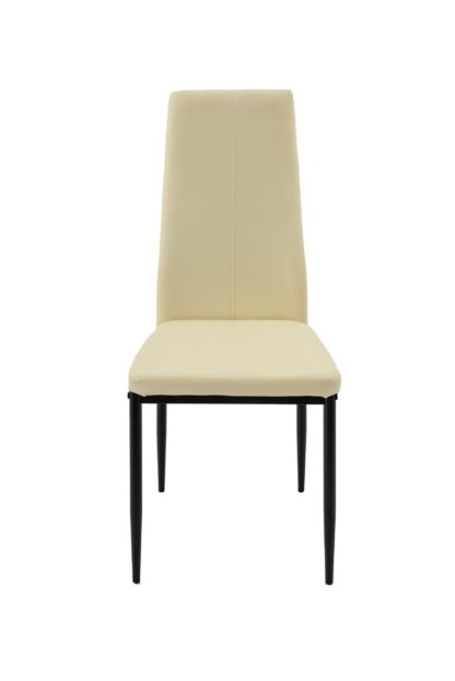 Scaun living tapitat cu piele ecologica, S-176, crem - imagine 8