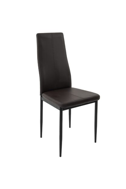 Scaun living tapitat cu piele ecologica, S-176, maro