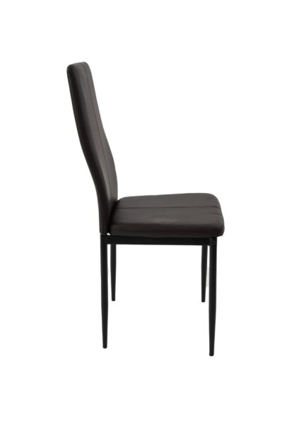 Scaun living tapitat cu piele ecologica, S-176, maro - imagine 2
