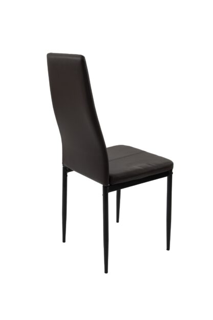 Scaun living tapitat cu piele ecologica, S-176, maro - imagine 3