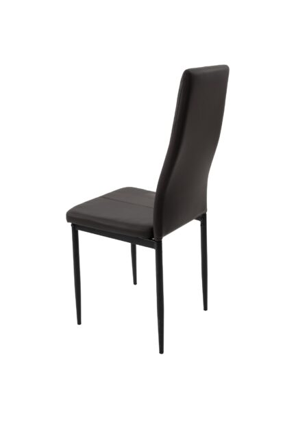 Scaun living tapitat cu piele ecologica, S-176, maro - imagine 5