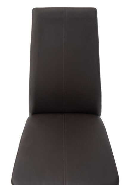 Scaun living tapitat cu piele ecologica, S-176, maro - imagine 6