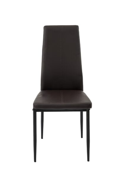 Scaun living tapitat cu piele ecologica, S-176, maro - imagine 8