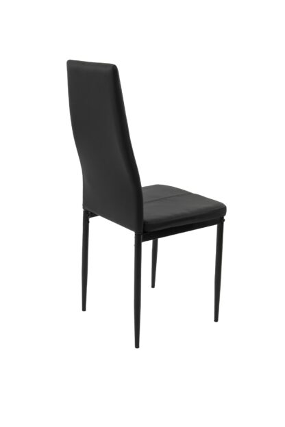 Scaun living tapitat cu piele ecologica, S-176, negru - imagine 3